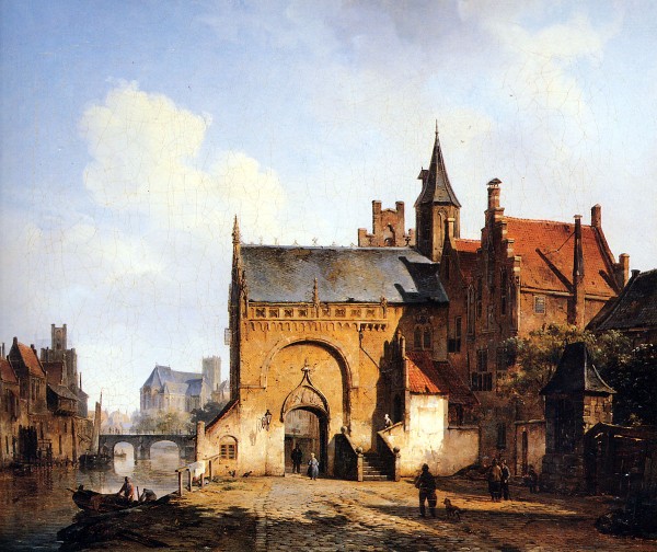 Fantasy cityview of Maassluis by Cornelis Springer